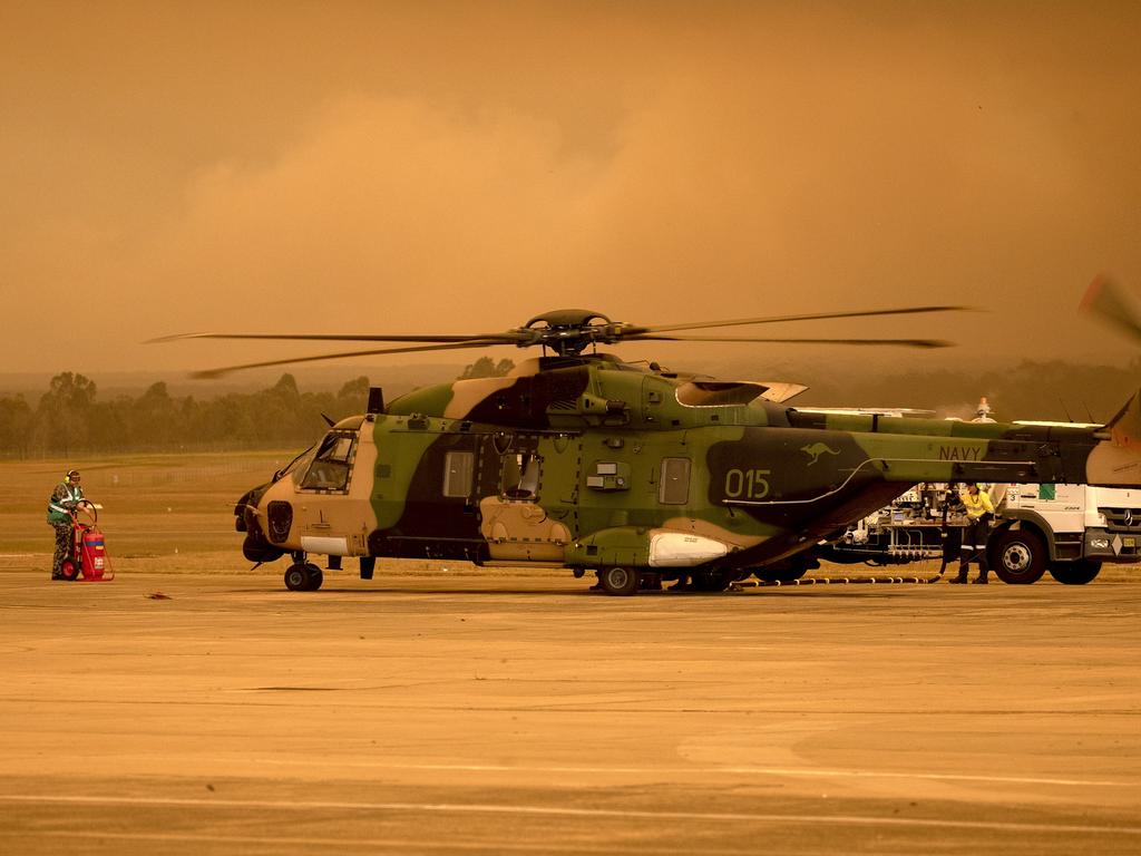 A MRH90 Taipan Military Support Helicopter on the 808 Squadron Flight line at HMAS Albatross, Nowra. Picture: ADF