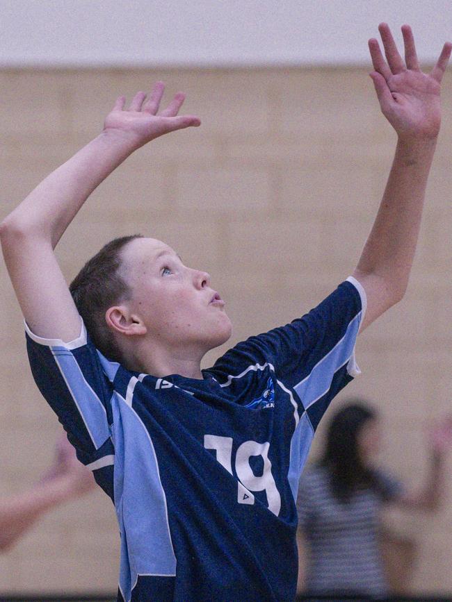 Max Brown as Citi Point V Caloundra in the The Australian Volleyball Schools Cup is being played at the Gold Coast Sports and Leisure Centre in Carrara. Picture: Glenn Campbell