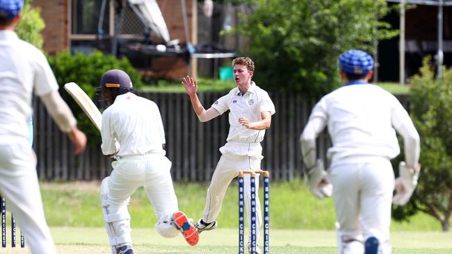 Action from the match between Brisbane State High School and Nudgee College. Picture: Tertius Pickard