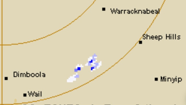 Wind farms risk undermining the BoM's rainfall radar, by creating false rainfall images, such as this one that remained flickering for three hours this morning.