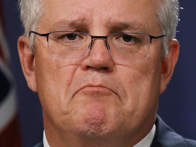 SYDNEY, AUSTRALIA - OCTOBER 16: Prime Minister Scott Morrison speaks during a press conference on October 16, 2020 in Sydney, Australia. Prime Minister Scott Morrison has confirmed repatriation flights would commence for Australians stuck in the UK, India and South Africa amid the global COVID-19 pandemic. (Photo by Lisa Maree Williams/Getty Images)