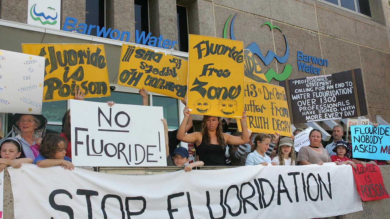 Geelong People Protest Outside Barwon Water Offices in Ryrie St. Protesting the Proposed Enforced Fluoridation of Geelong water