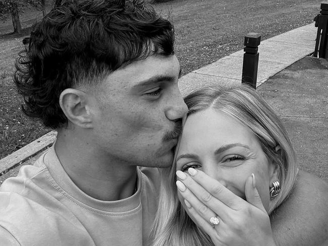 Brisbane Broncos star Kotoni Staggs has announced his engagement to his long-term girlfriend, Brittany Becht. Photo: Instagram.