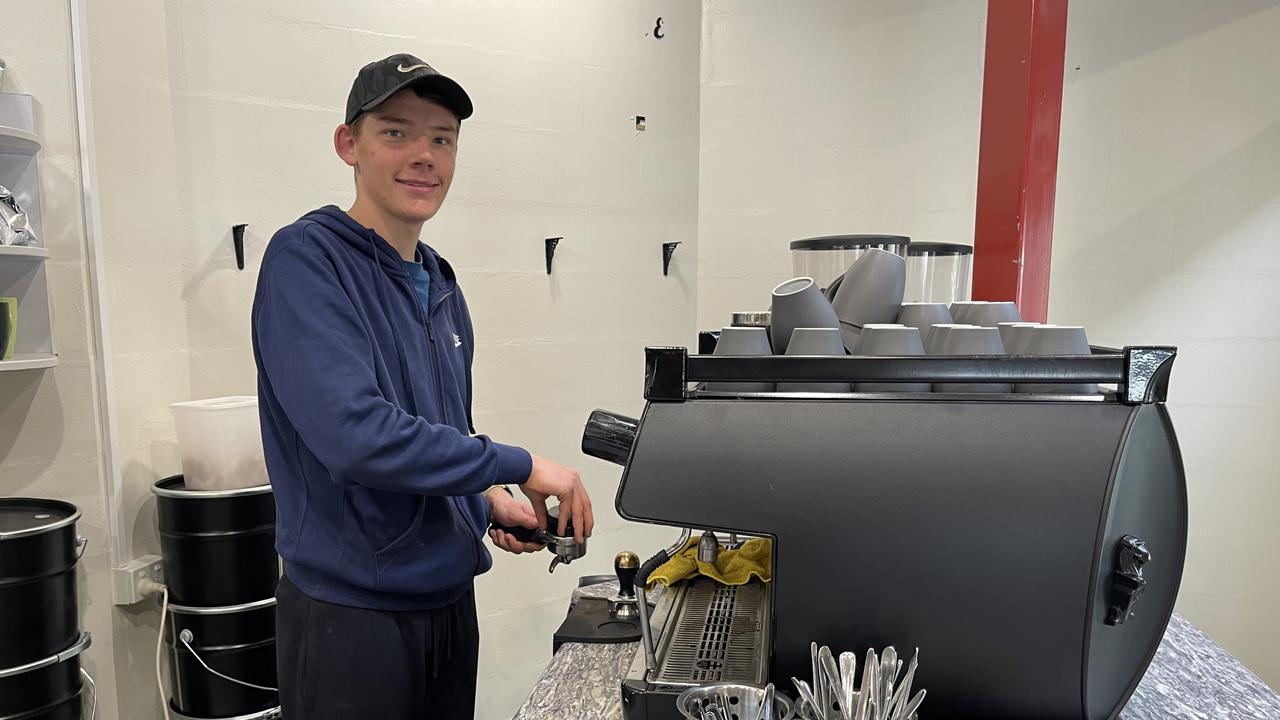 Young entrepreneur James Humble made sure his Altitude 925 coffee was available at the Vincenzo’s reopening. Photo: Madison Mifsud-Ure / Stanthorpe Border Post