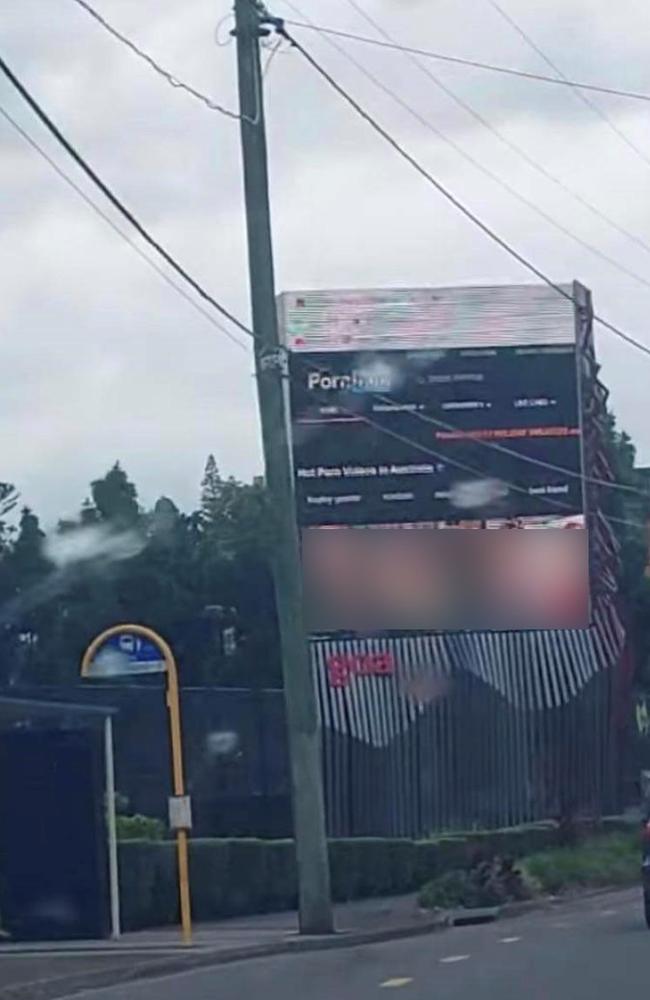 Drivers travelling along a main road in Brisbane on Sunday morning were greeted with the Pornhub home page on a goa billboard. Picture: Reddit