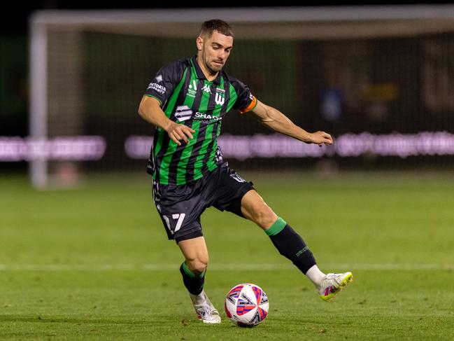 Ben Garuccio in action against Western United FC. Picture: Santanu Banik/MB Media/Getty Images
