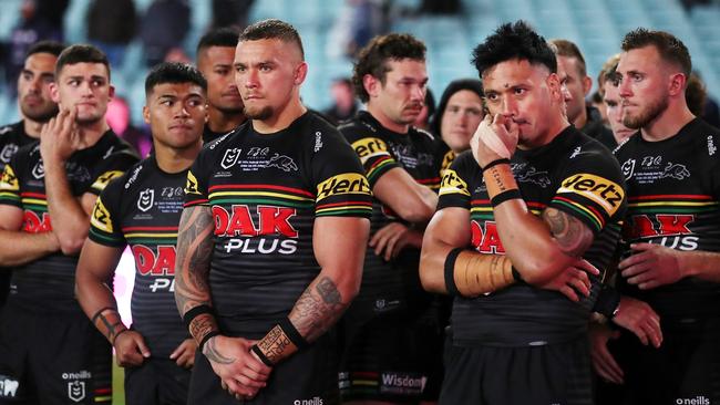 The dejected Panthers following the grand final loss to Melbourne. Picture: Cameron Spencer/Getty Images