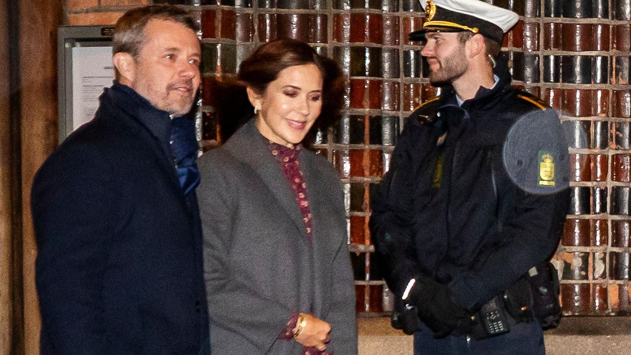 Crown Prince Frederik and Crown Princess Mary leave the Christmas Eve service in Aarhus Cathedral. Picture: AFP