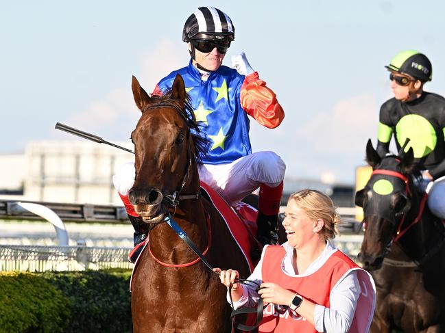 Bella Nipotina mows down I Wish I Win to win the Group 1 Doomben 10,000 for jockey Craig Williams. Picture. Grant Peters - Trackside Photography