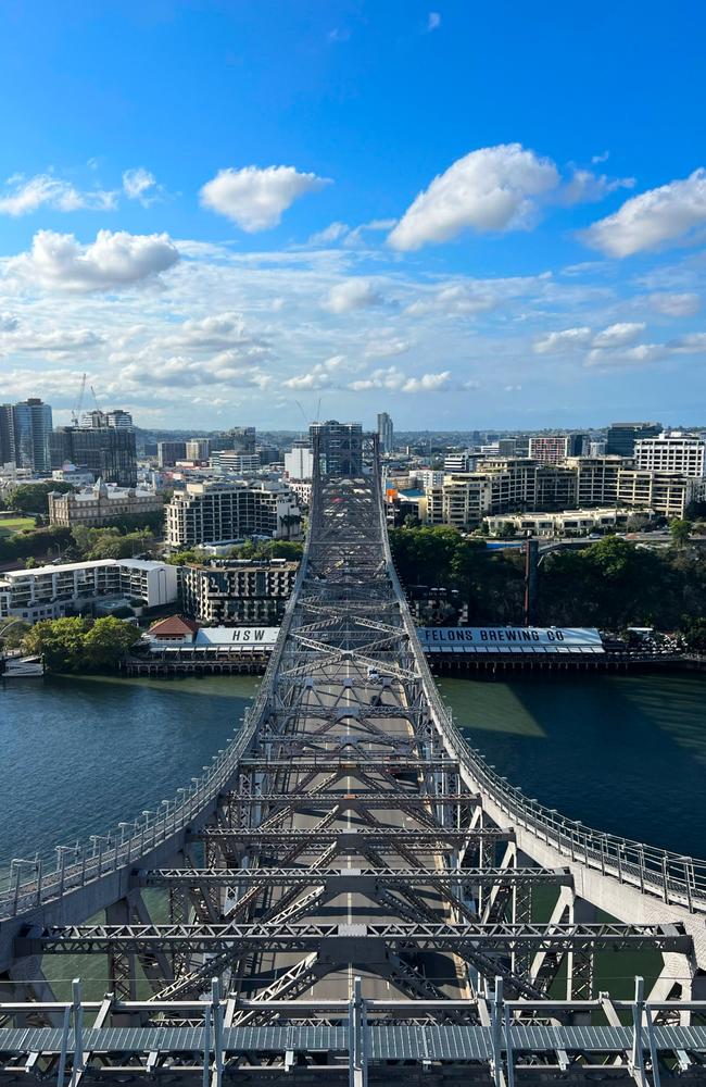 A view from the 80 metre summit of the Story Bridge. Picture: news.com.au