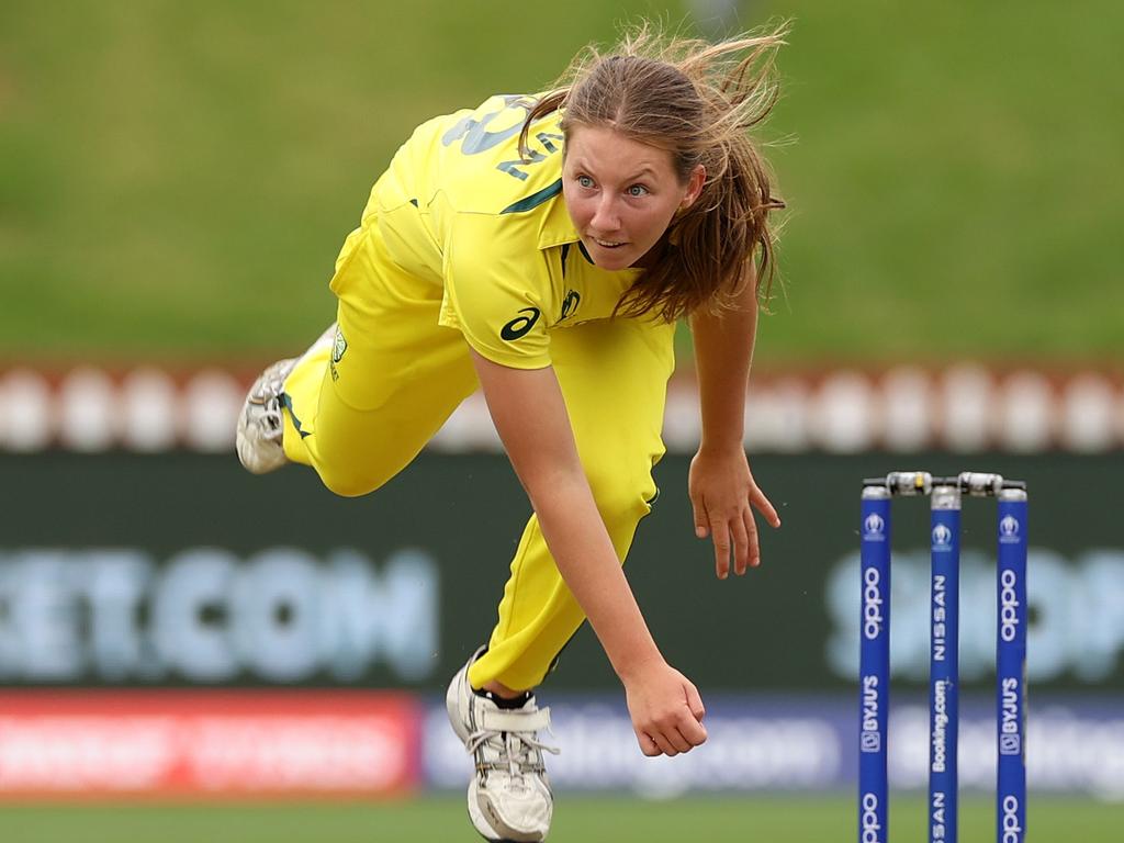 Darcie Brown is the first teenager to ever win a 50-over World Cup final for Australia. Picture: Fiona Goodall/Getty Images