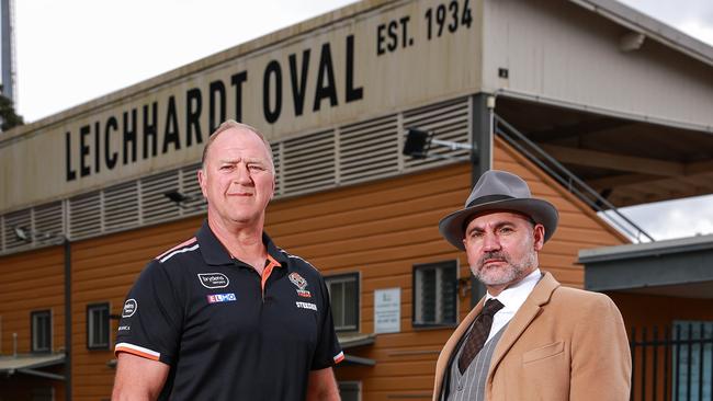 Balmain Tigers legend Paul Sironen with Tigers chairman Lee Hagipantelis, at Leichhardt Oval. Picture: Justin Lloyd.