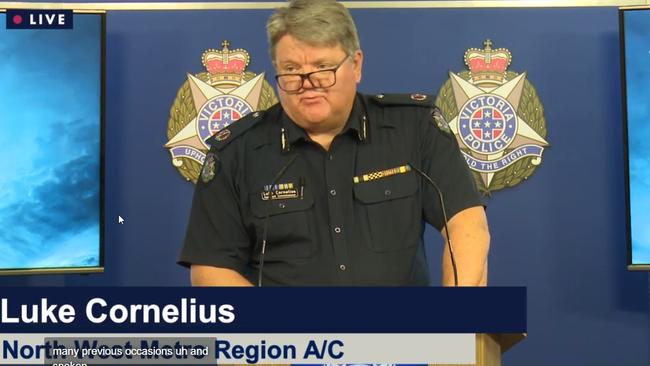 Victoria Police North West Metro Region Assistant Commissioner Luke Cornelius says officers won’t hesitate to arrest people planning to protest in Melbourne’s CBD. Picture: Victoria Police via NCA NewsWire