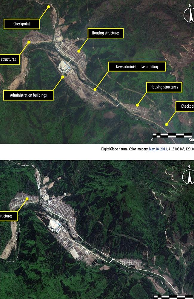 The area appears to have undergone change in the observation time frame, including the razing and reconstruction of housing structures. Picture: Amnesty International 