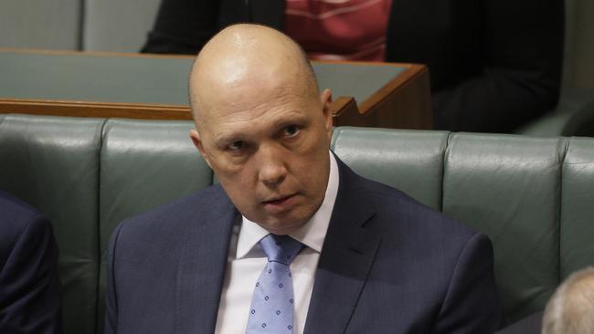 Home Affairs Minister Peter Dutton says Labor is divided over counter-terror “temporary exclusion order” laws. Picture; AP Photo/Rod McGuirk