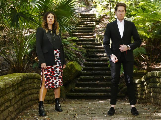 Bellvue Hill's own fashion success story Camilla and Marc, on the Moon Bridge in Cooper Park. Picture: John Appleyard