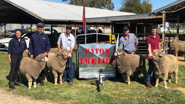 Eastern Riverina Poll Merino ram sale, September 2020. Representing Valley Vista, brother-and-sister Georgia and James Pitson; Meadow View, Simon Bahr; Hurlstone Park, Ryan Donovan; and Old Cobran, Matthew Martin. Picture: Supplied.