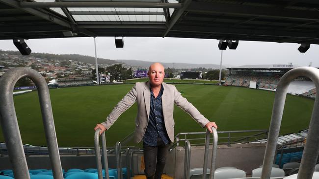 Cricket Tasmania CEO Dominic Baker at Blundstone Arena. The body has issued a statement regarding the cancellation of any footy on the grounds. Picture: NIKKI DAVIS-JONES