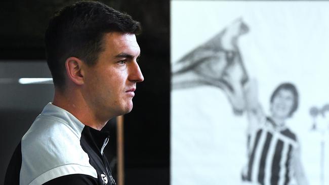 Port Adelaide’s Tom Rockliff speaks to the media. Picture: Mark Brake/Getty