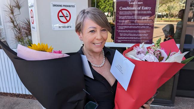 In previous court appearances flowers were delivered to Darwin Local Court addressed to Darwin ex-real estate agent Suzanne Lee Milgate.