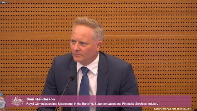 Screen grab of celebrity financial adviser Sam Henderson giving evidence at the Federal Court in Melbourne earlier today.