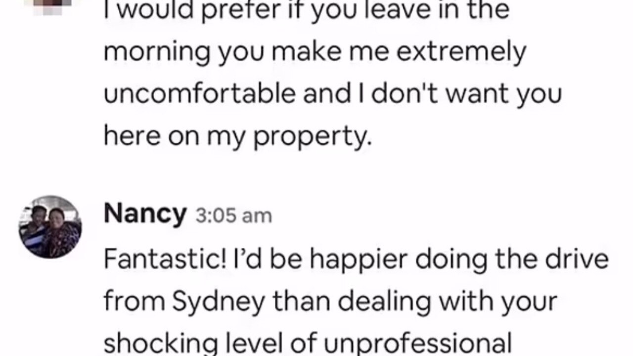 An Airbnb guest was kicked out of a property after a text message exchange with the host turned sour. Picture: TikTok/ncy_ony