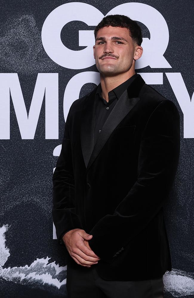 Arugby legend Nathan Cleary looked suave in a black velvet jacket as she flashed a grin at photographers ahead of the awards. Photo by Brendon Thorne/Getty Images for GQ Australia.
