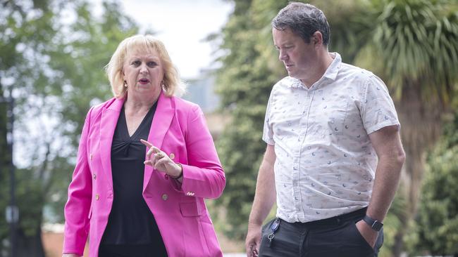 HACSU Industrial Manager Robbie Moore and Yvonne Murfet whose mother Beth Murfet recently passed away at Southern Cross Care's Fairway Rise Aged Care Facility. Picture: Chris Kidd