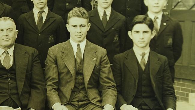 Youthful desire ... Clifton Wedd, centre, with his school swimming team about 1937.