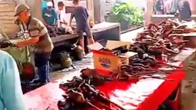 Wuhan’s Huanan Seafood Wholesale “wet” Market, where exotic animals are kept alive in cages, and butchered for meat. The first cases of a mystery disease were linked to a Chinese wildlife market. Picture: supplied