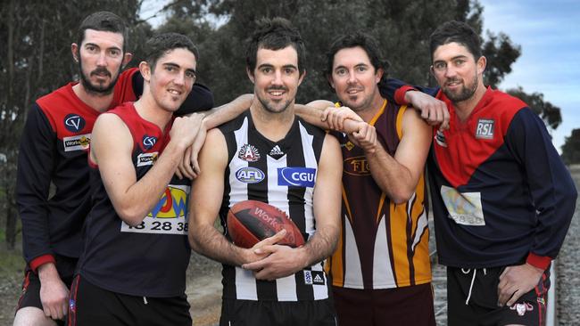 Collingwood player Steele Sidebottom with his brothers (L to R) Ryan, Joshua, Tyson and Trent.