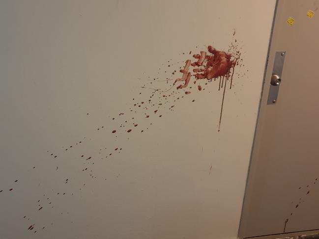 Bloody fingerprints inside the Brighton Le Sands unit block. Picture: Supplied