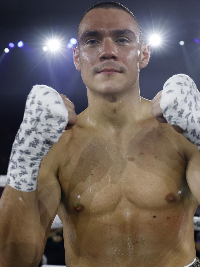 Tim Tszyu after defeating Joey Spencer. Picture: Darrian Traynor/Getty Images