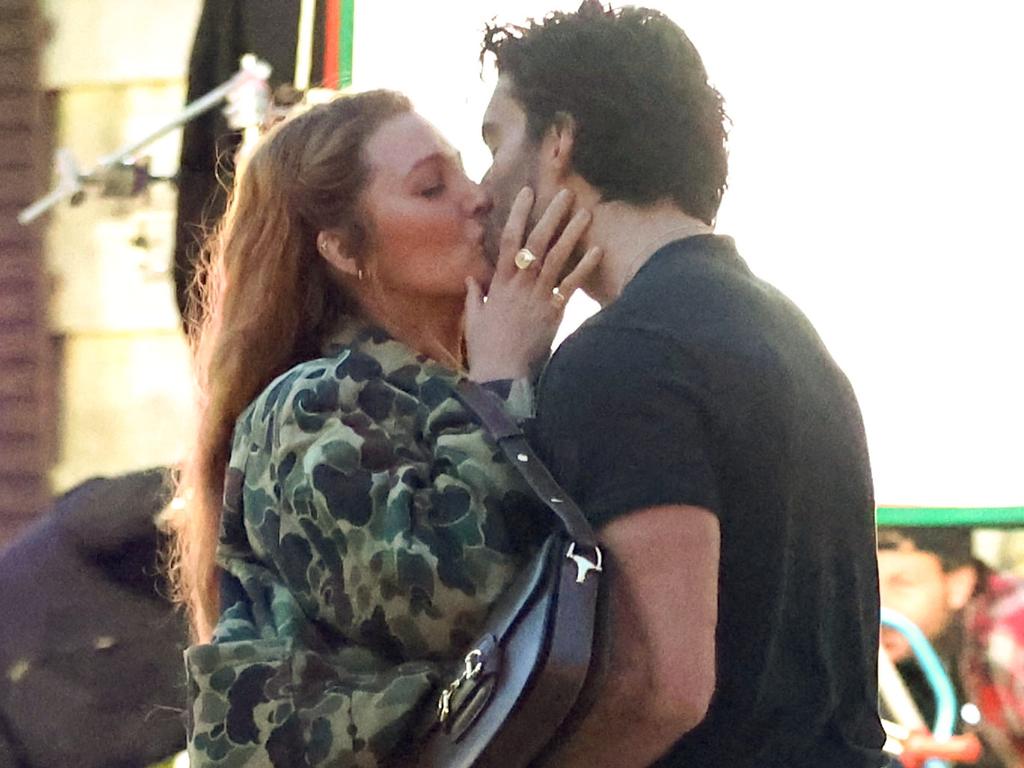 Blake Lively and Justin Baldoni on the Jersey City set of It Ends with Us last January. Picture: Jose Perez/Bauer-Griffin/GC Images