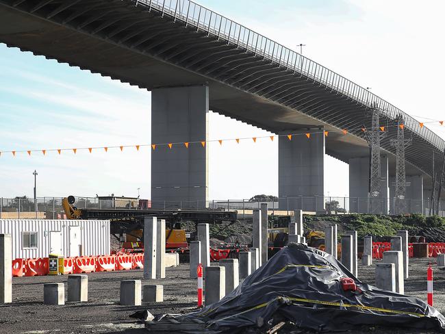 West Gate Tunnel Project. Soil underneath plastic along Hyde St. Spotswood. Picture : Ian Currie