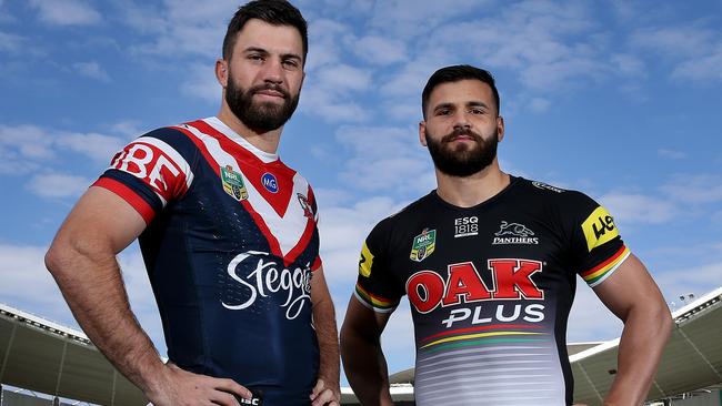 Sydney Roosters star James Tedesco and Penrith Panthers star Josh Mansour.