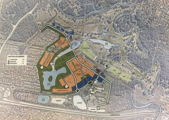 A master plan map showing designs for housing and offices to be built on golf course land.