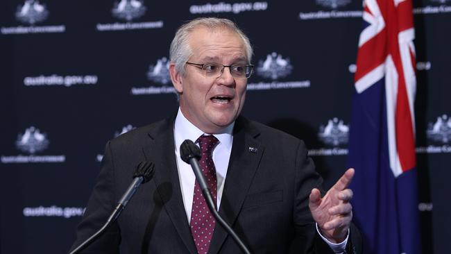 The new metric by which the PM will be judged a success or failure is the 70 per cent adult vaccination rate before the end of this year. Picture: NCA NewsWire/Gary Ramage