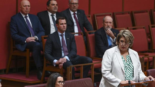 SA Liberal senator Kerrynne Liddle gives her maiden speech in the Senate. Picture: Martin Ollman