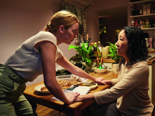 Jodie Comer as Villanelle with Sandra Oh as Eve in season two of drama series Killing Eve. Picture: Aimee Spinks/BBC America