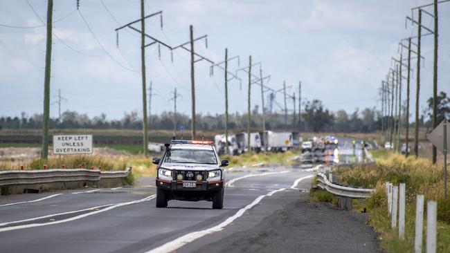 Fatal crash involving car and truck on Warrego Highway between Bowenville and Dalby. Sunday, January 30, 2022. Picture: Nev Madsen.