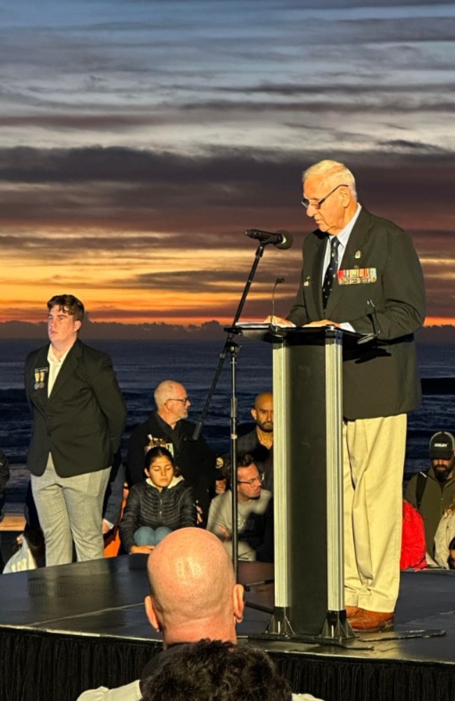 Surfers Paradise Anzac Day Dawn Service guest speaker Major John Thurgar. Photo: Ryan Keen