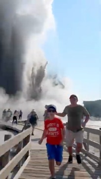 Tourists run for their lives after Yellowstone explosion