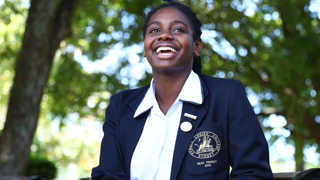 Onyi Nwamadi is the first indigenous head girl at Pymble Ladies College in northern Sydney. Picture: Own Fede