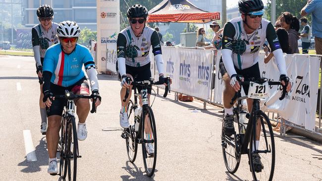 Meredith Baily, Denise Riddington, Brad Riddington and Corinne Fabian take part in the Top End Gran Fondo which has secured funding. Picture: Pema Tamang Pakhrin