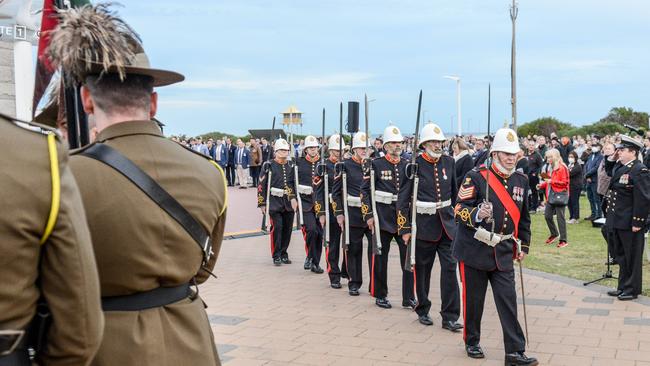 Fort Glanville Historical Association at the Anzac Day Dawn Service at Semaphore. Picture: Brenton Edwards