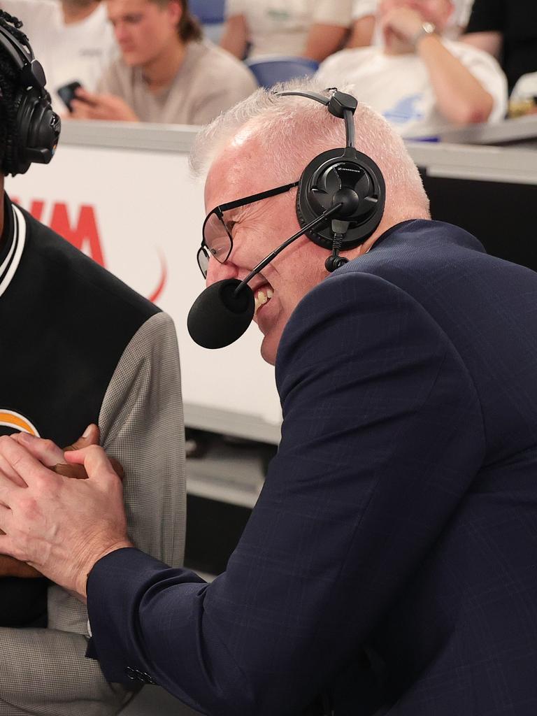 Gaze behind the microphone. (Photo by Kelly Defina/Getty Images)