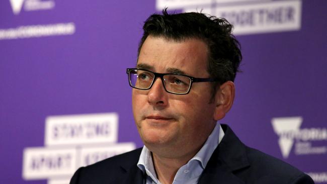 Victorian Premier Daniel Andrews speaks to press on Sunday. Picture: NCA NewsWire / David Geraghty