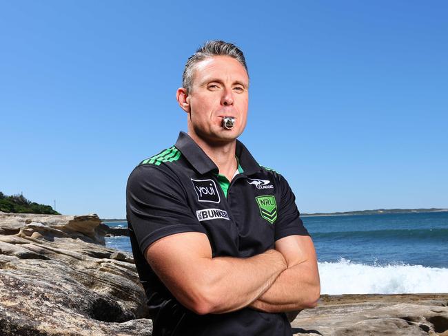 NRL grand final referee Adam Gee at Oak Park Beach in Cronulla. Picture: Max Mason-Hubers