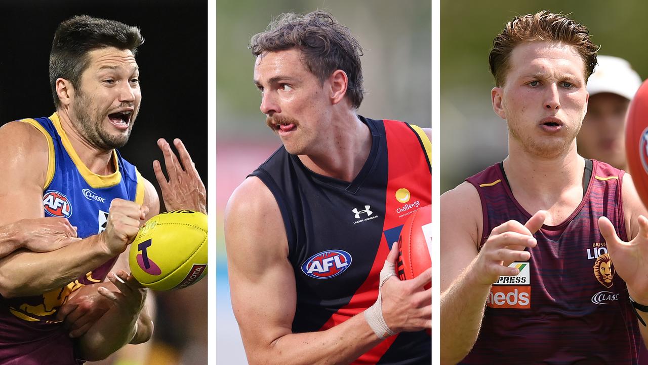 Lions trade whispers: Stefan Martin, Joe Daniher and Alex Witherden.